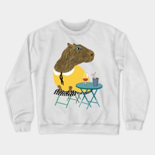 Capybara at the cafe Crewneck Sweatshirt